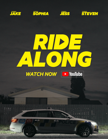 Advertisement for Ride Along YouTube series, image shows car 