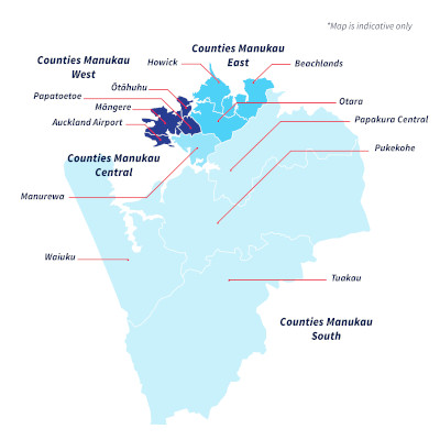 Counties Manukau map