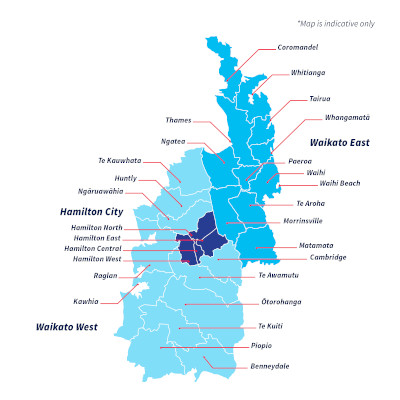 View larger map of Waikato police district in a resizable pop up.